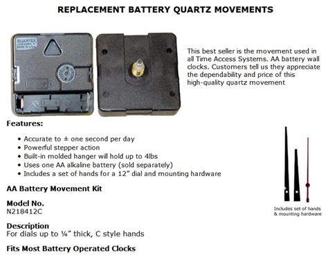 aa battery clock movement kit | Time Clock Depot