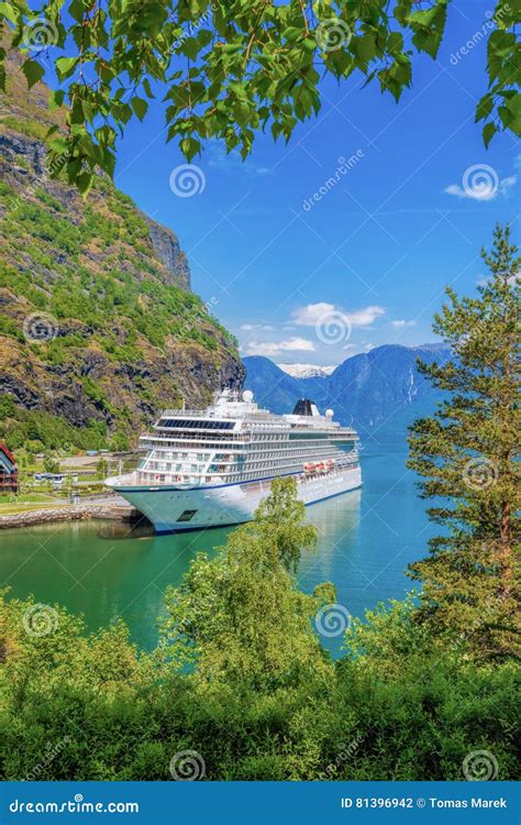 Cruise Ship in the Port of Flam, Norway. Stock Photo - Image of ...