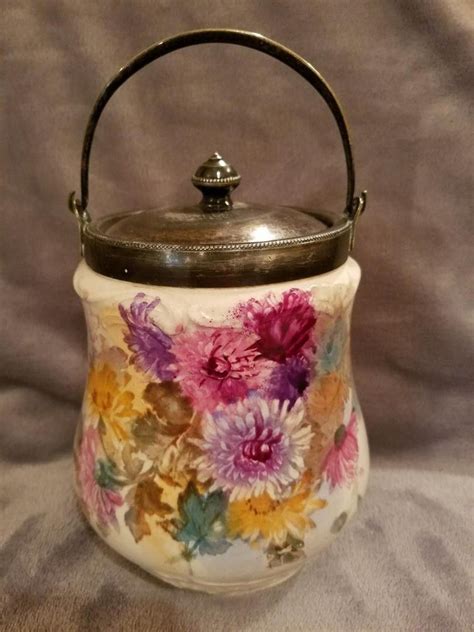 Here S A Beauty Antique Biscuit Barrel Jar Featuring Gorgeous Vividly