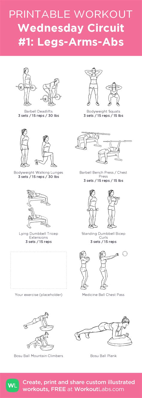 Wednesday Circuit 1 Legs Arms Abs Illustrated Exercise Plan Created At