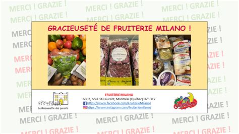 MERCI À FRUITERIE MILANO La Maisonnette des parents