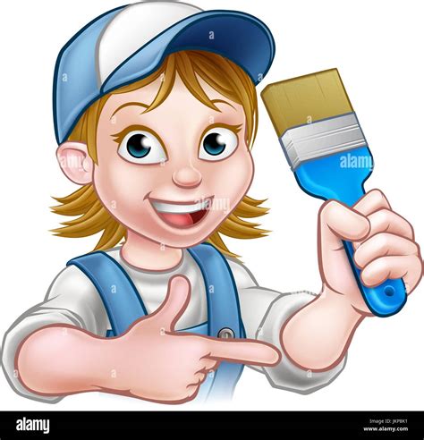 Painter Decorator Woman Cartoon Character Stock Vector Image & Art - Alamy