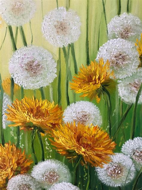 Dandelion Painting Dandelion Flower Oil Painting Flowers Art