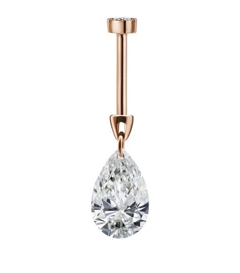 Maria Tash Floating Pear Diamond Charm Threaded Single Stud Earring