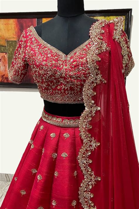 Buy Riantas Raw Silk Embroidered Lehenga Set Online Aza Fashions