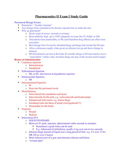 Pharmaceutics Ii Exam I Study Guide Pharmaceutics Ii Exam I Study