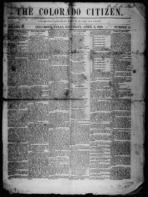 The Colorado Citizen (Columbus, Tex.), Vol. 2, No. 31, Ed. 1 Saturday, April 2, 1859 - The ...