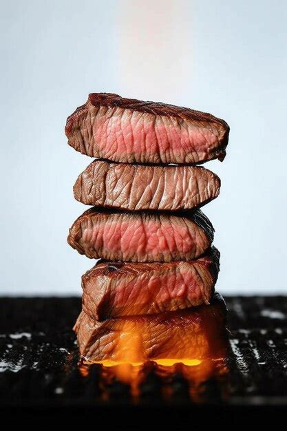 Premium Ai Image A Stack Of Steaks On A Grill With The Word Steak On It