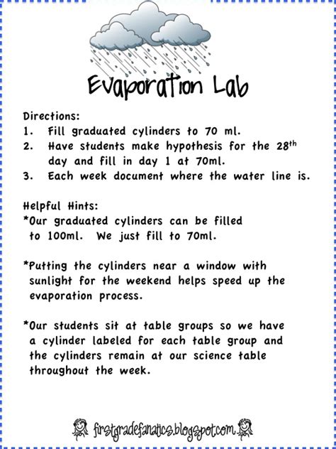 First Grade Fanatics: Evaporation Lab