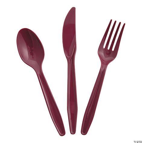 Bulk Burgundy Plastic Cutlery Sets for 70 - 210 Ct. | Oriental Trading