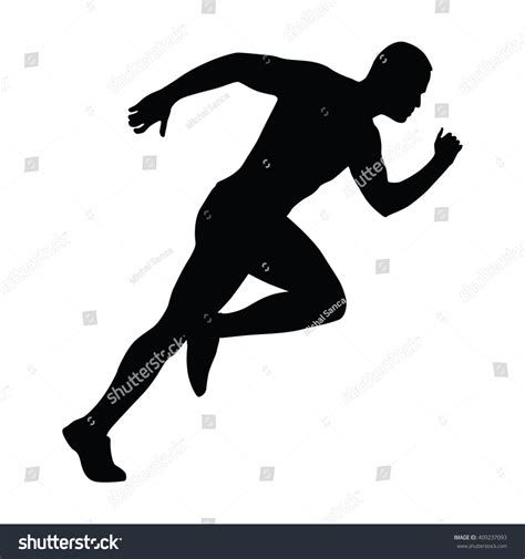 Sprinting Man Vector Silhouette Sprint Fast Royalty Free Stock