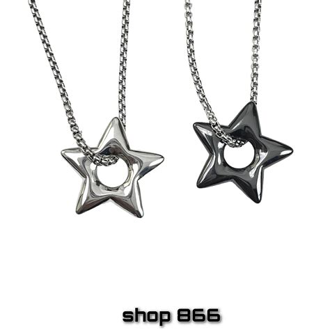 Puffy Star Pendant Necklace Silver Gold Or Black 866 Custom Design Y2k Grunge Emo Star Necklace