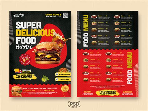 Restaurant Food Menu Design PSD Template PSD Zone