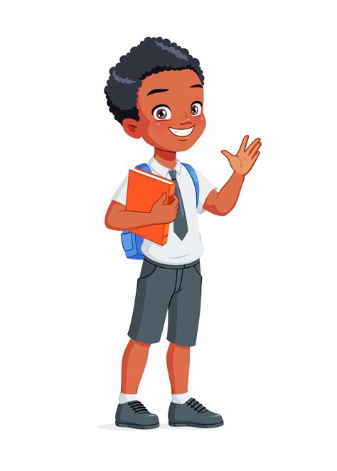 African American school boy greeting cartoon vector illustration 3430758 Vector Art at Vecteezy