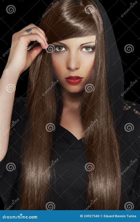 Beautiful Brunette Girl Healthy Long Hair Stock Photo Image Of Perfect Portrait