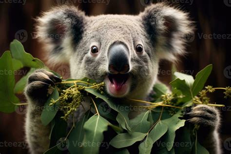 Koala is eating eucalyptus leaves. Generative AI 26442879 Stock Photo ...