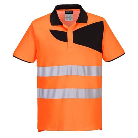 Portwest Polo manches courtes haute visibilité PW2 Orange Noir