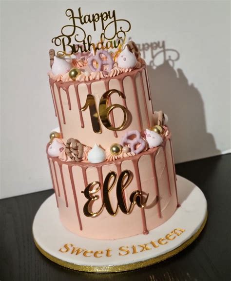 Rose Gold Drip Sweet Sixteen Cake