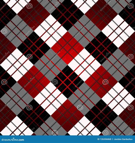 Seamless Tartan Plaid Pattern In Stripes Of Red Black And White