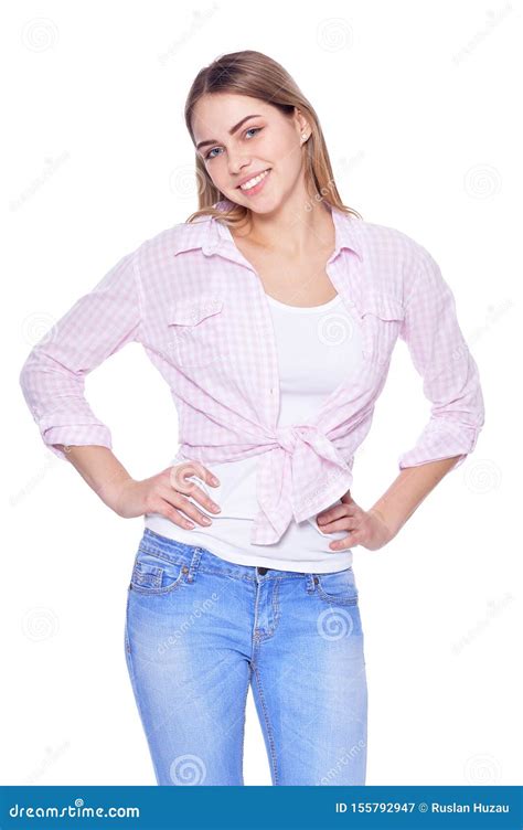 Portrait Of Beautiful Woman Wearing Casual Clothing Stock Image Image