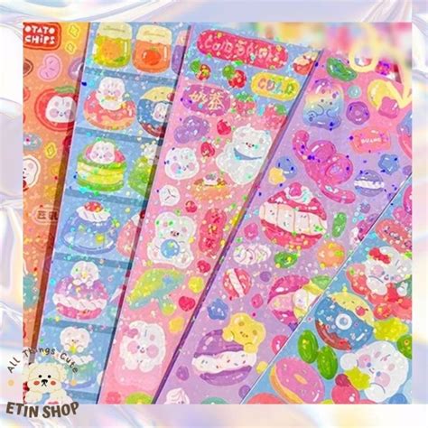 Jual Stiker Lucu Sticker Sheet Gliter Aesthetic Kiss Cut Min Beli Rb