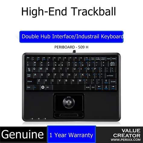 Genuine Perixx Periboard H Plus Wired Trackball Keyboard With Double