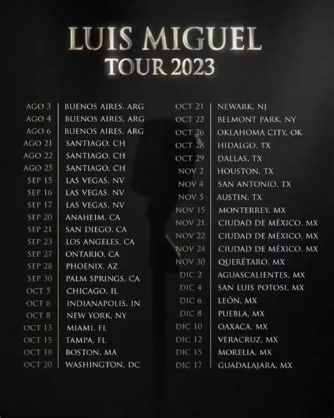 Luis Miguel Tour 2023 Da A Conocer Fechas Y Sedes De Sus Conciertos