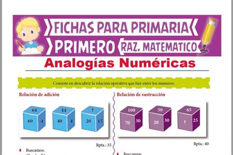 Analog As Num Ricas Para Ni Os Para Primer Grado De Primaria