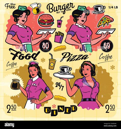 Vintage Diner Poster Menu Badge Label Design Elements For Menu