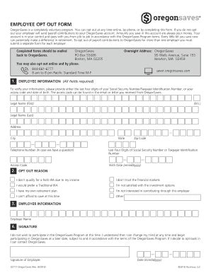 Oregonsaves Opt Out Form Fill Online Printable Fillable Blank