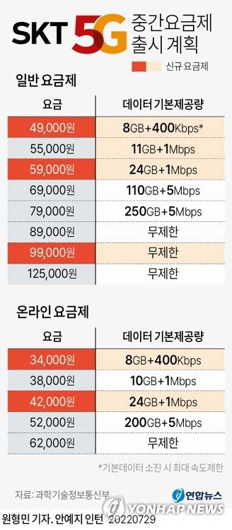 정부 Skt 5g중간요금제 승인50~100gb 요금제 세분화도 협의종합 나무뉴스