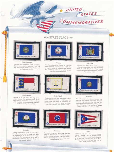 United States State Flags On White Ace Pages Mint Nh