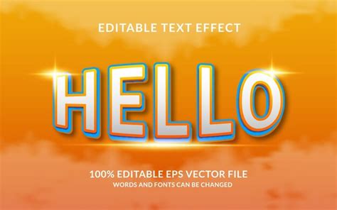 Hola Efecto De Texto Editable Vector Premium