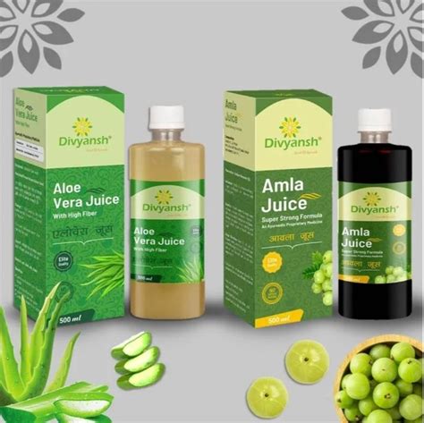 Natural Divyansh High Fiber Aloe Vera Amla Juice Combo Set Ml