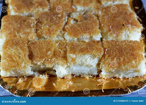 A Traditional Middle Eastern Dessert Knafeh Konafa Made With Spun