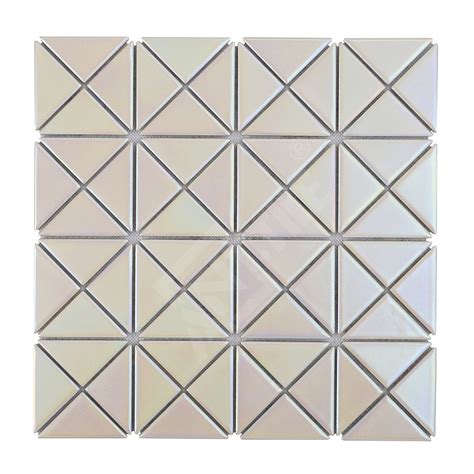 2 Cross Connection Triangle Porcelain Matte White Iridescent Mosaic Tile Backsplash Ant Tile