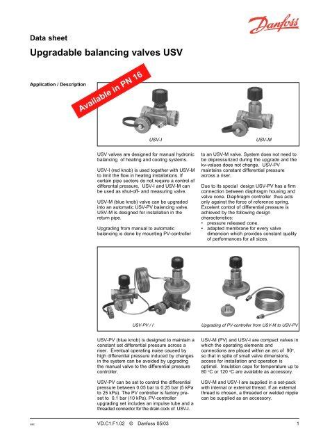 Upgradable Balancing Valves USV Danfoss