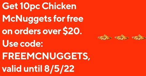 DEAL McDonald S Free 10 Chicken McNuggets With 20 Spend Via