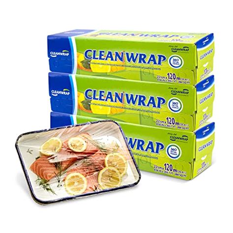 CLEANWRAP Plastic Wrap For Food (8.66in x 393.7ft - 3 Pack) | Plastic ...