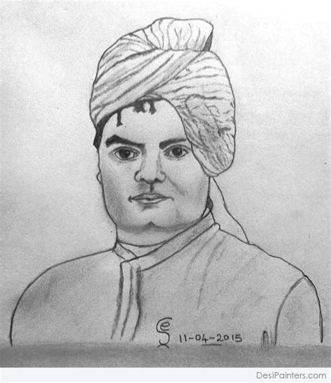 Pencil Sketch Of Swami Vivekananda - Desi Painters