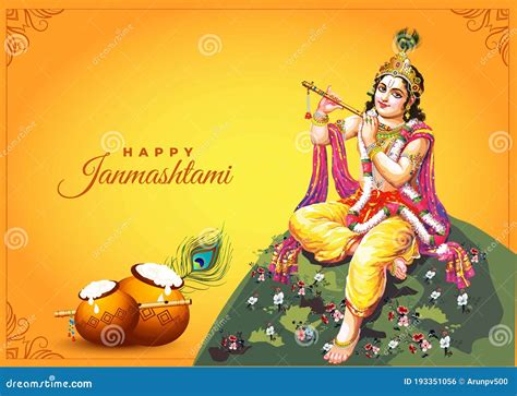 Innovative Illustration Of Banner Card Poster For Lord Krishna In