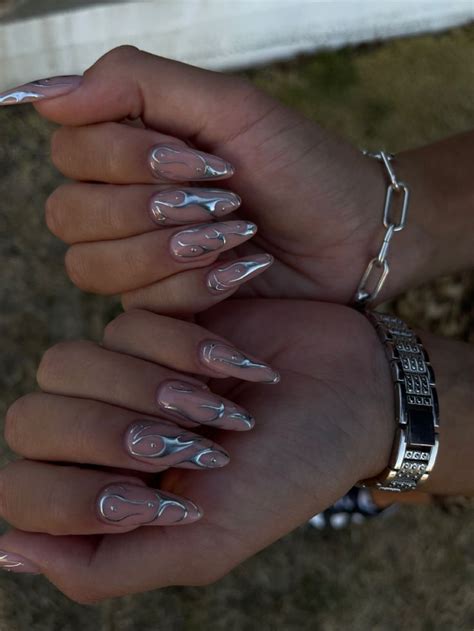 Chrome Nails ⛓ Hippie Nails Silver Nails Chrome Nails Haare Und