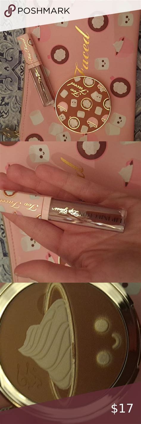 All Unused Makeup Bag With Lip Gloss And Bronzer Hot Cocoa Makeup Bag Bronzer Lip Gloss