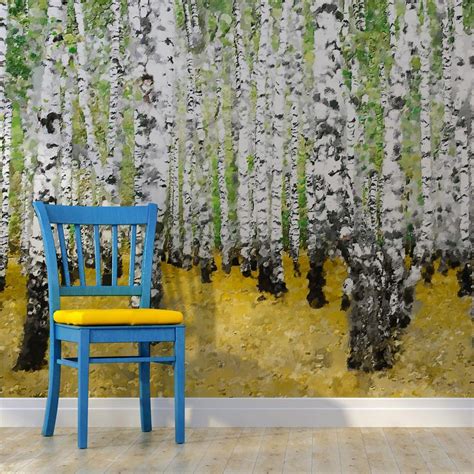 Tiptophomedecor Landscape Wallpaper Wall Mural In Birch Grove