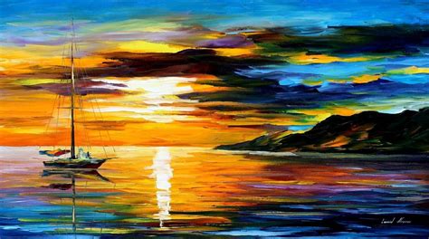 Sunset Paintings By Famous Artists Palette Knife Oil Painting On