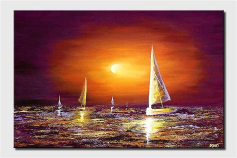 Modern Abstract Sailboat Art on Canvas Original Ocean - Etsy