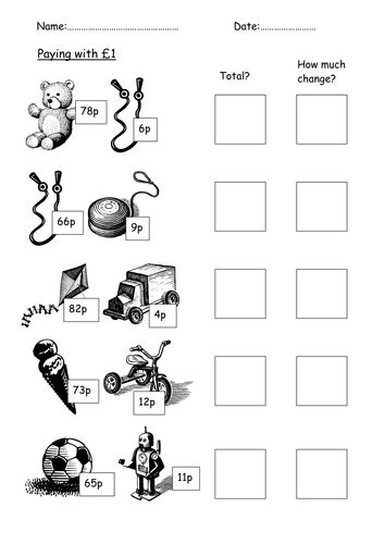 Money Worksheets Change Teaching Resources