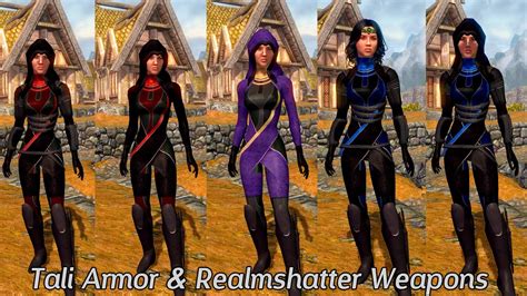 Skyrim Mods Mass Effect 3 Tali Armor And Realmshatter Weapons Youtube