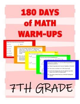 180 Days Of Warm Ups Bell Ringers For 7th Grade Math By Function Of Math