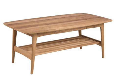 Table Basse Scandinave Rectangulaire En Bois Massif Avec Rangement Elea